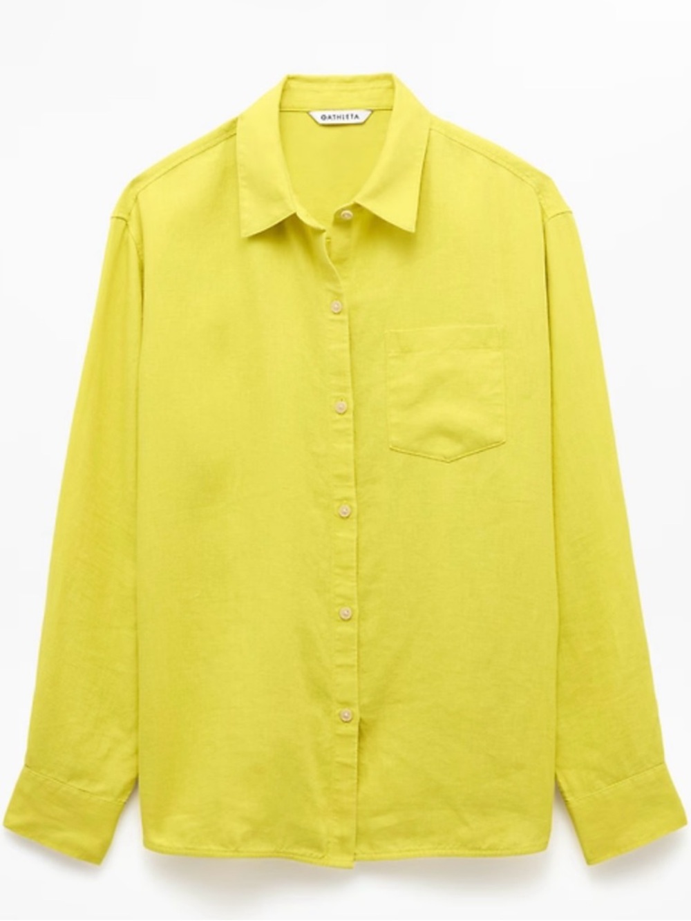 ATHLETA Sz M - Lemon Yellow Linen Button-Up Shirt and Shorts SET